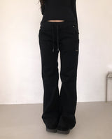 Banding Low-Rise Loose Bootcut Pants