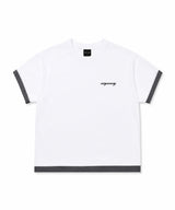 レイヤードロールアップクロップドTシャツ - ホワイト