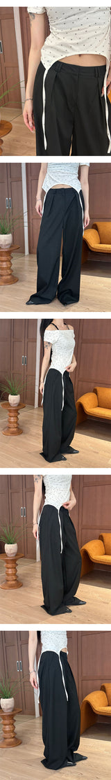 One tuck stripe wide slacks(3color)