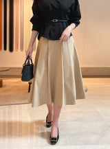 Doberin Open Collar Pintuck Blouse (Belt Set)