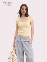 Minky Square Slim Color Short Sleeve T-shirt