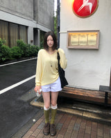 [ORIGINAL] Rainy V-Neck Sheer Long-Sleeve Tee