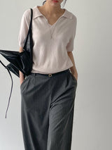 Eiffel Stripe Banding Wide Slacks
