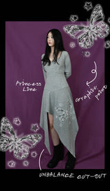 Butterfly Cut-out Gray dress