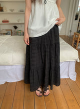 Konomi Check Banding Long Skirt