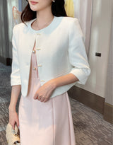Nedel Square Neck Tweed Flare Long One Piece