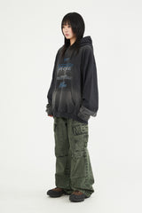 Ness pigment washed cargo denim pants