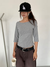 BOAT NECK MID SLEEVE TEE (4C)