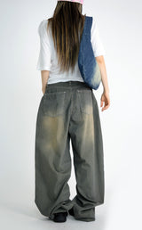 stripe brown washing pants