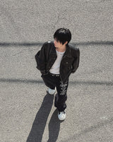 Aubert Lettering Wide Denim Pants