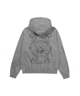 TATTOOED GRAPHIC HOOD ZIP-UP_GREY