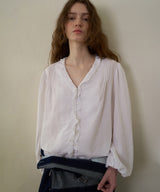 Ruffle shirring blouse_ivory