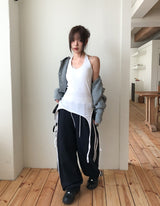Rippy Strap Layered Halter Tank Top