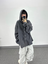 デニムフーデッドシャツ