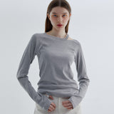 カットワークTシャツ メランジェグレー