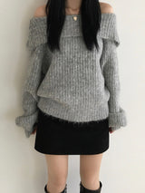 Candle off-shoulder knitwear (3 colors)