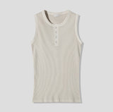 Keene Pigment Henley Neck Ribbed Sleeveless