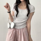 Deemo span button short sleeve tee