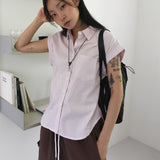 Romo Slim Fit Stripe Roll-Up Short Sleeve Shirt