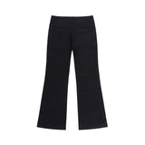 LOW-RISE TWO BUTTON BOOTS CUT PANTS (BLACK)