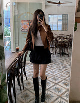 Suede Leather Long Boots (2color)