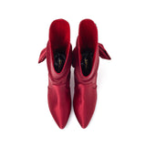 Satin Ribbon Boots Heel(Red)