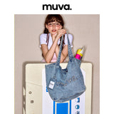 muva. Large‑Capacity Denim Canvas Bag, Spring Summer Commuter Shoulder Bag, Lightweight Casual Original Design, New Arrival Apr 15