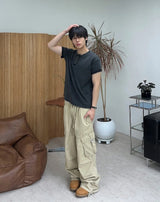 Ferrer Vintage Ribbed Henley Neck Short Sleeve Tee