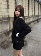 Dain Shirring Banding Zip-Up Jacket