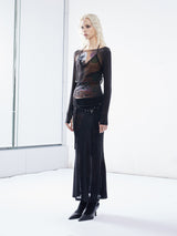 Emoha punk  printed Tencel slightly transparent spicy スリムフィッシュテールスカート