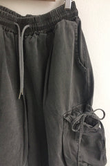 washing ribbon pocket cargo pants