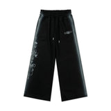 Smog Motif Wide String Sweatpants [Black]