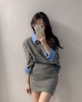 Minro Shirt Knit & Skirt Set