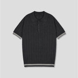 LMN テイコVネックマッスルカラ半袖ニット (3 colors)