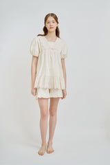 ULLALA PAJAMA Bella Short-sleeve Twp-piece Cream[24149WTSSN]