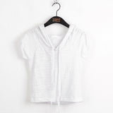 パッドスラブパフ半袖フード付きTシャツ