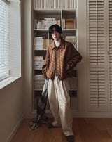 Luden wide pin tuck wool slacks