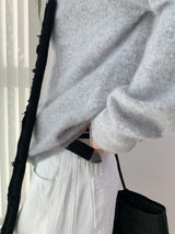 [High-Quality Line] カシミヤウール ソフトプルオーバー長袖ニットウェア
