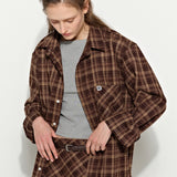 Oversized Check Shirt Brown