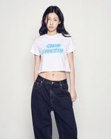 25FW WOMAN CLOUD FONT CROP SHORT SLEEVE T-SHIRT WHITE