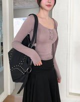 Ropi Pocket Cutting Sleeveless Cardigan Set