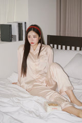 Beige kt Silk Pajama Set
