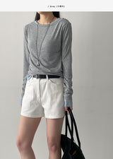 Boatneck Button Loose Fit T-shirt