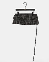 Jetso Layered Checkered Micro Mini Skirt Belt