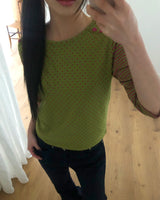 Repo Color-Blocked Button 7-Sleeve T-Shirt