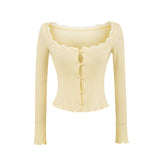 Elina Lace Trim Button Cardigan