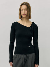 CUT OUT RIBBON KNIT BLACK
