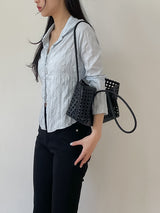 Shining Wrinkle Collar Blouse