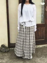 Maple Check Banded Shirred Skirt (3c)
