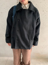 Rimlo Belt Double Button High Neck Coat